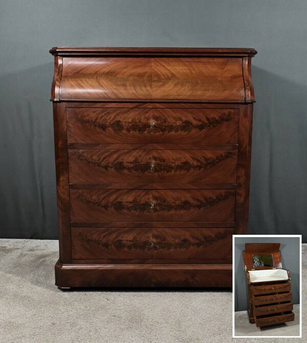 Commode de Toilette en Ronce d’Acajou, style Louis-Philippe – Fin XIXe