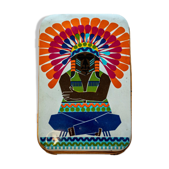 Pavesi metal cookie box decorated with Indian decoration