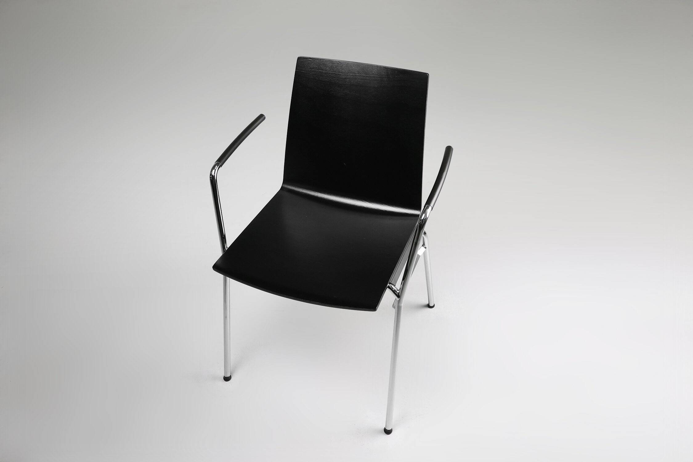 Mid-Century Modern Black Chair in with Armrests, Belgium
