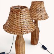 Pair of Table Lamps in Handwoven Wicker and Rattan, France, 1960s