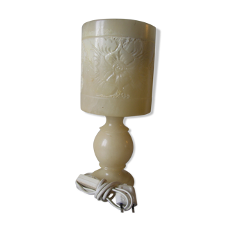 Lampe chevet veilleuse en albâtre marbre décor floral fleur déco bureau salon