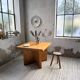 Square modernist table made of solid pine from the 1950s.