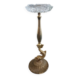 Crystal ashtray on bronze stand