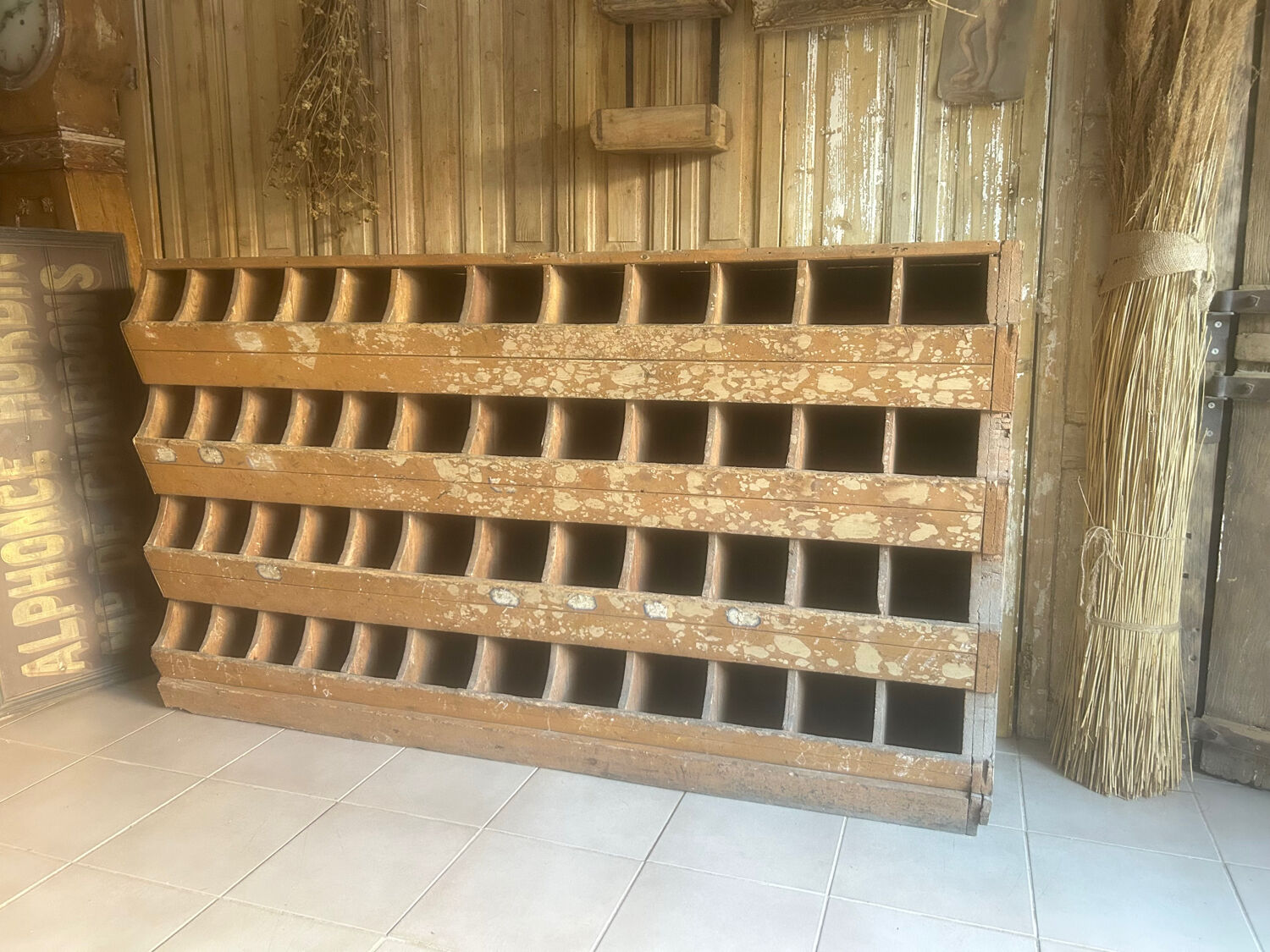 Antique seed cabinet with compartments