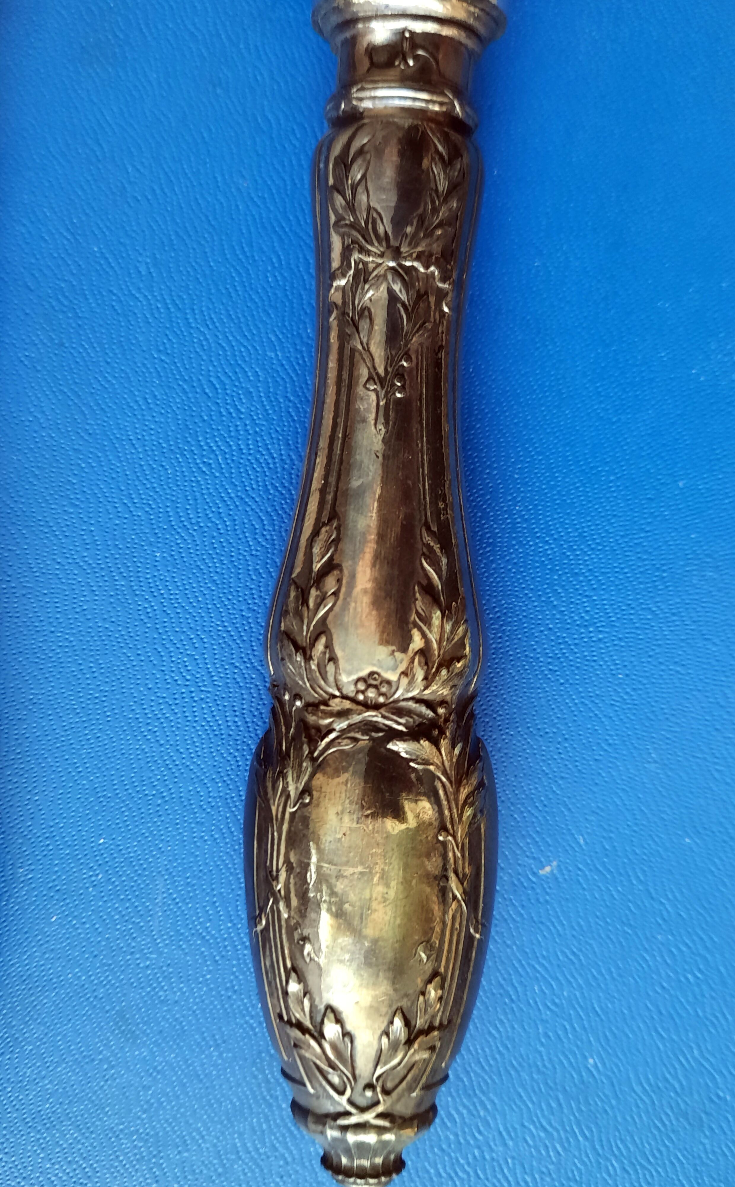 Napoleon III leg of lamb service, silver handle, stainless steel blade