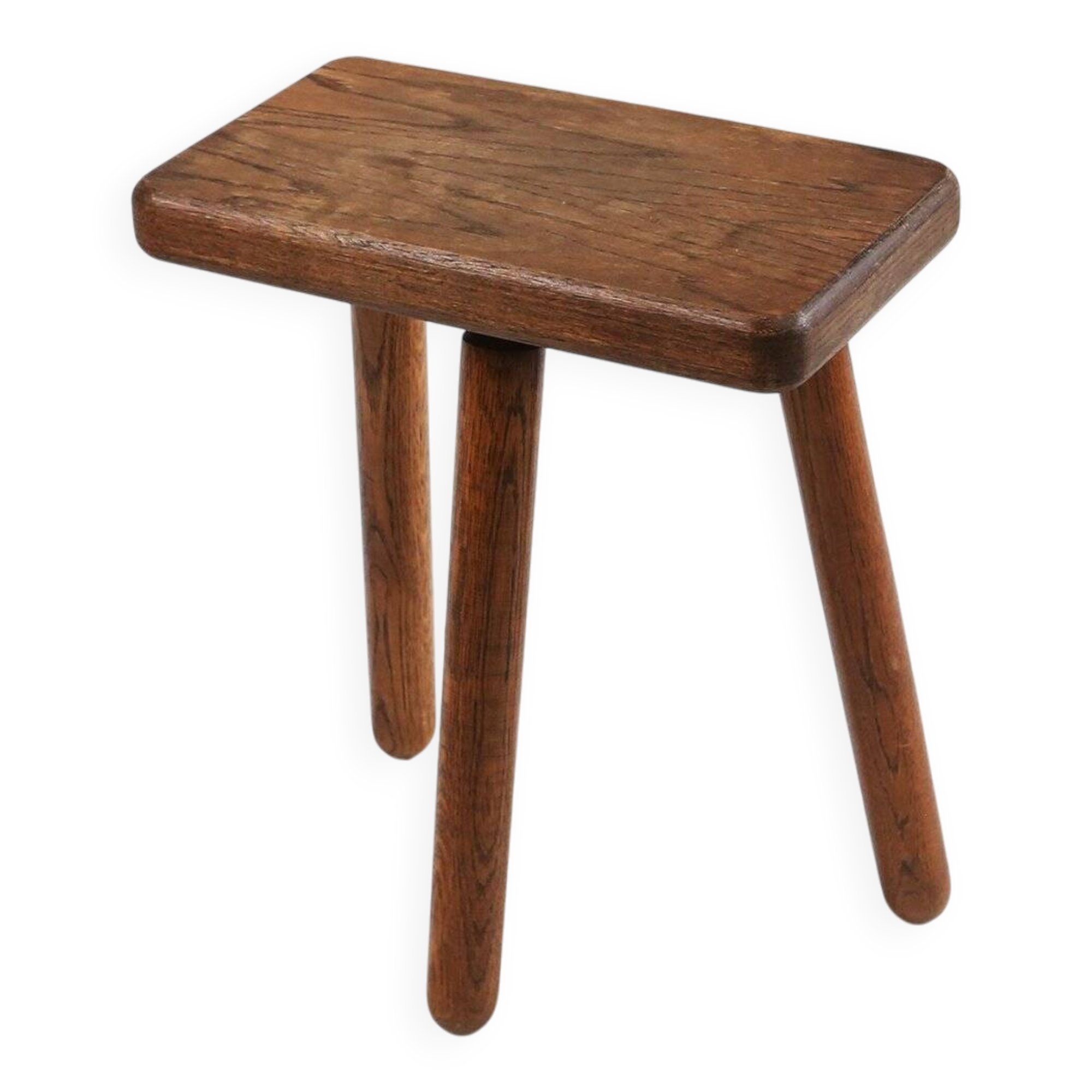 Rustic solid Wooden tripod Stool, France 1940s