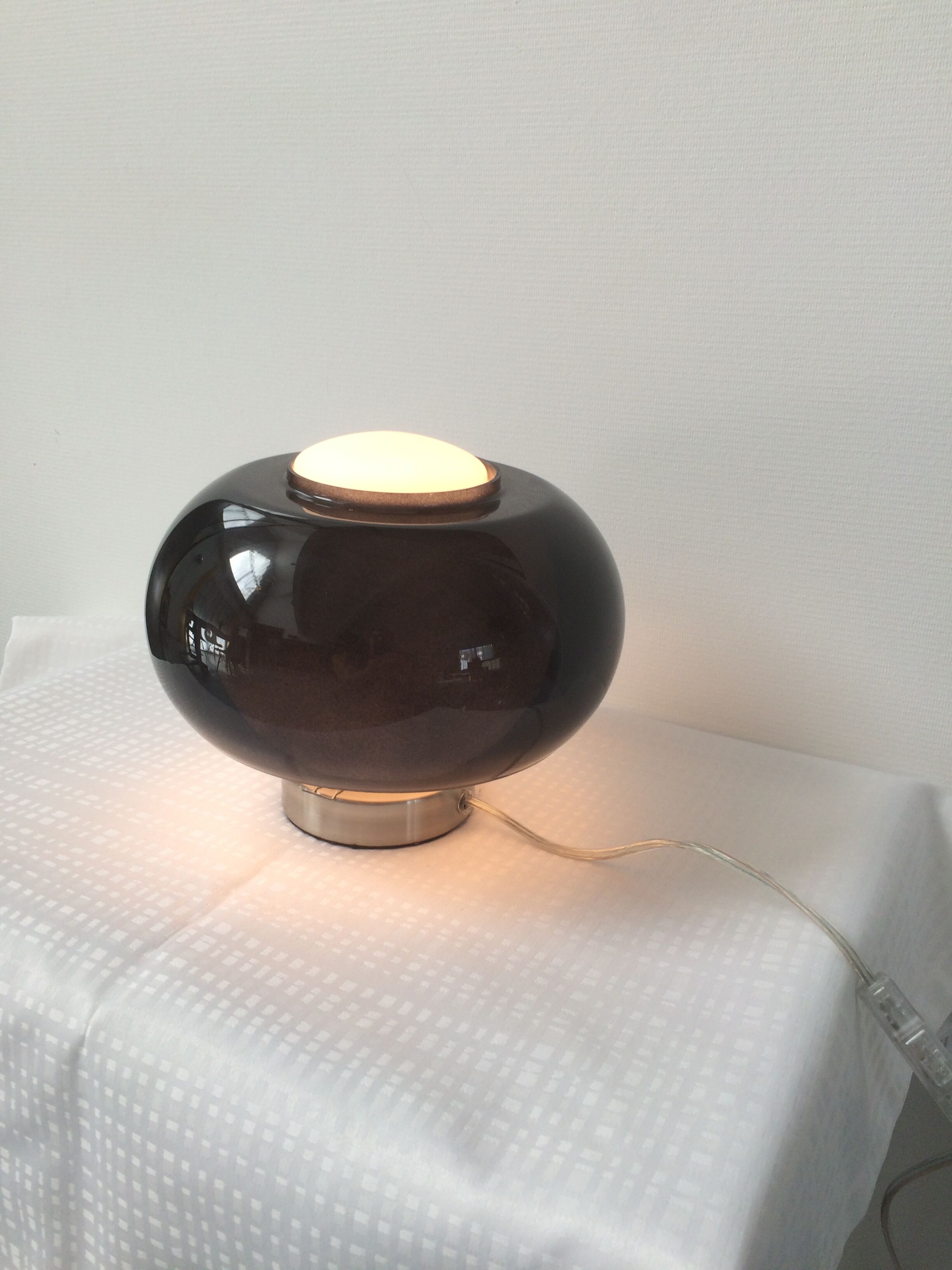 Lamp in black glass from the 1960s