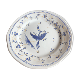 Moustiers plate signed bird decor