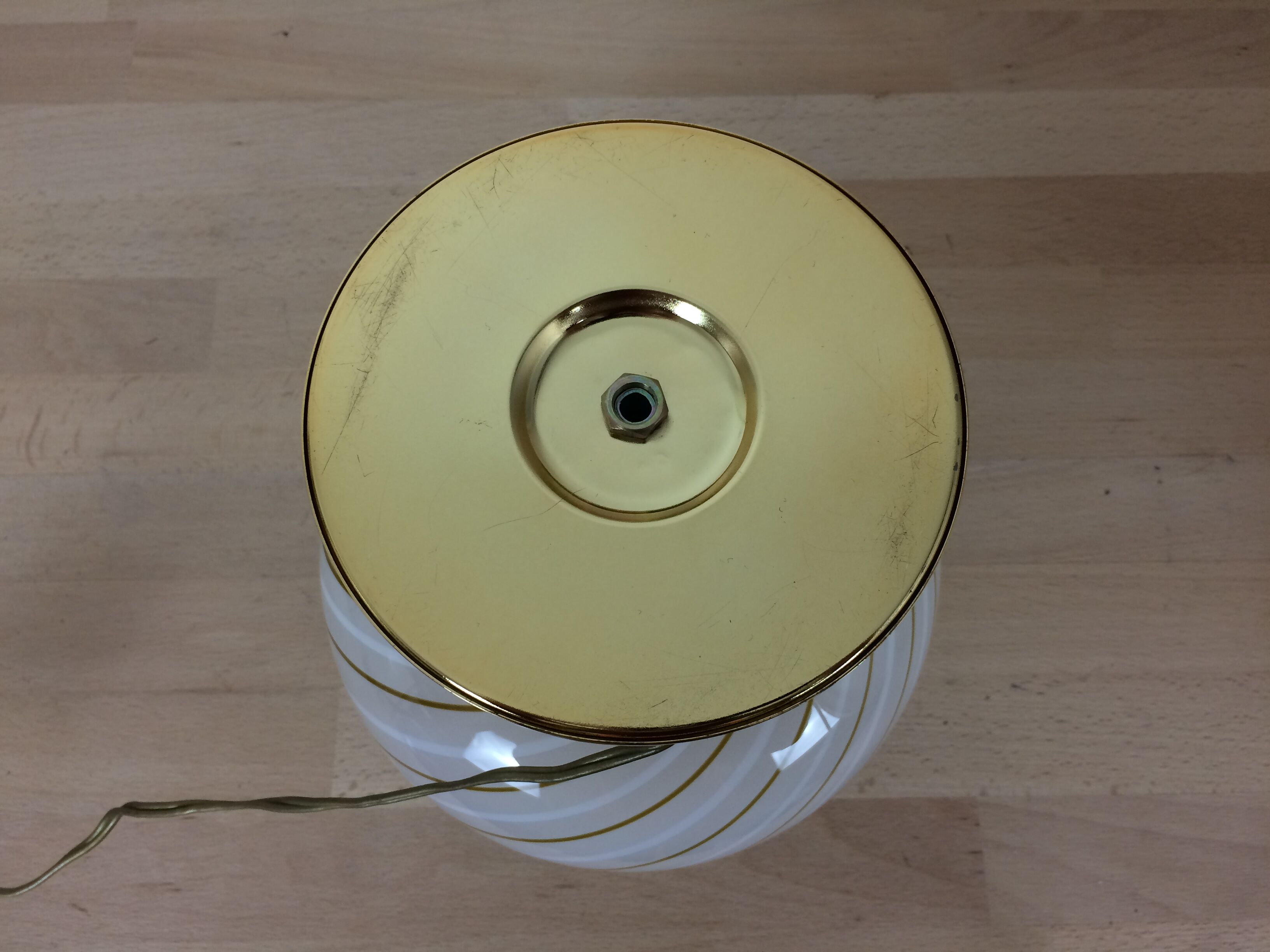 Lamp mushroom globe glass golden base