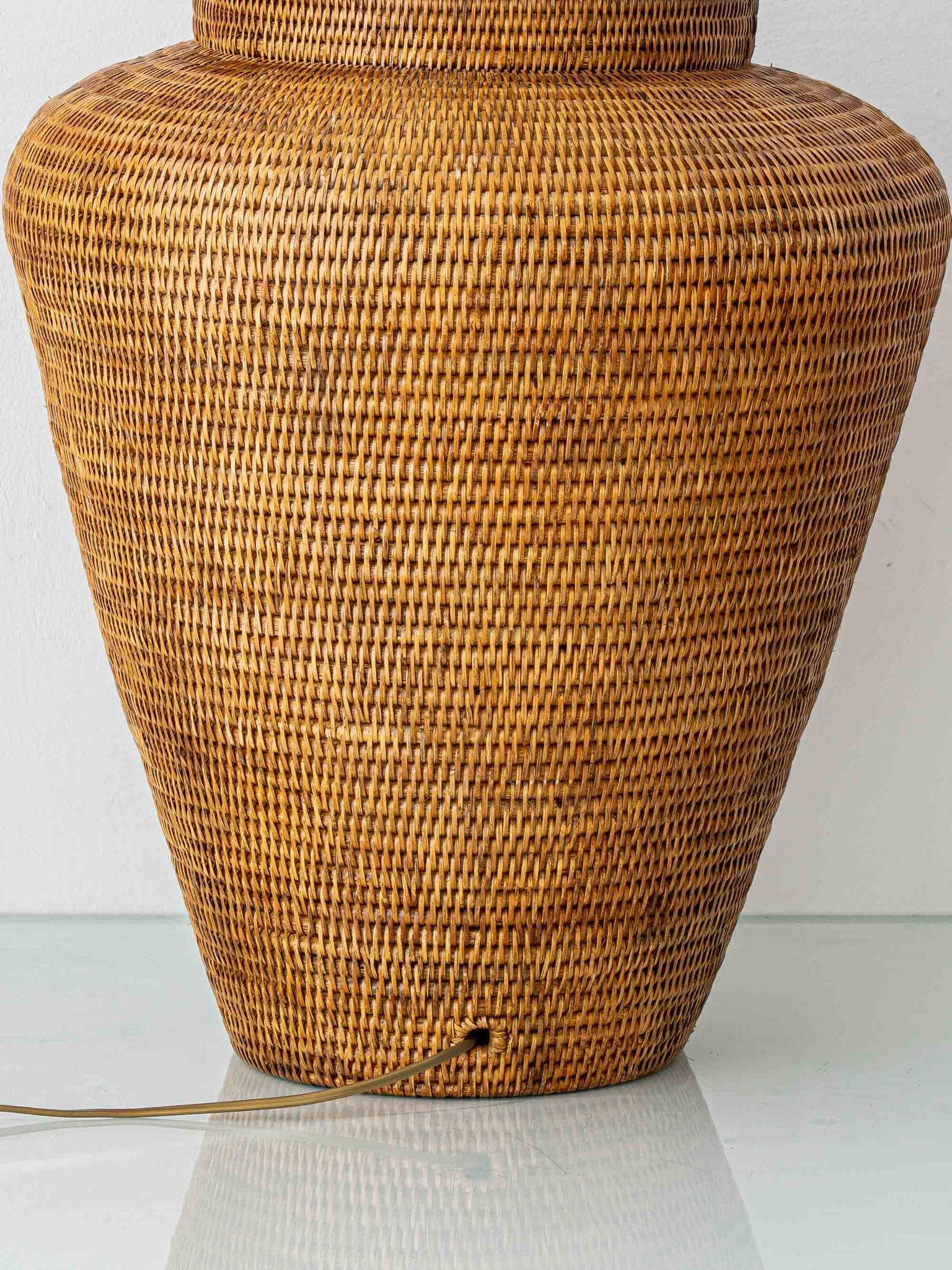 Hand-Woven Rattan Table or Floor Lamp, Burma/Myanmar, Oversized, 1980s