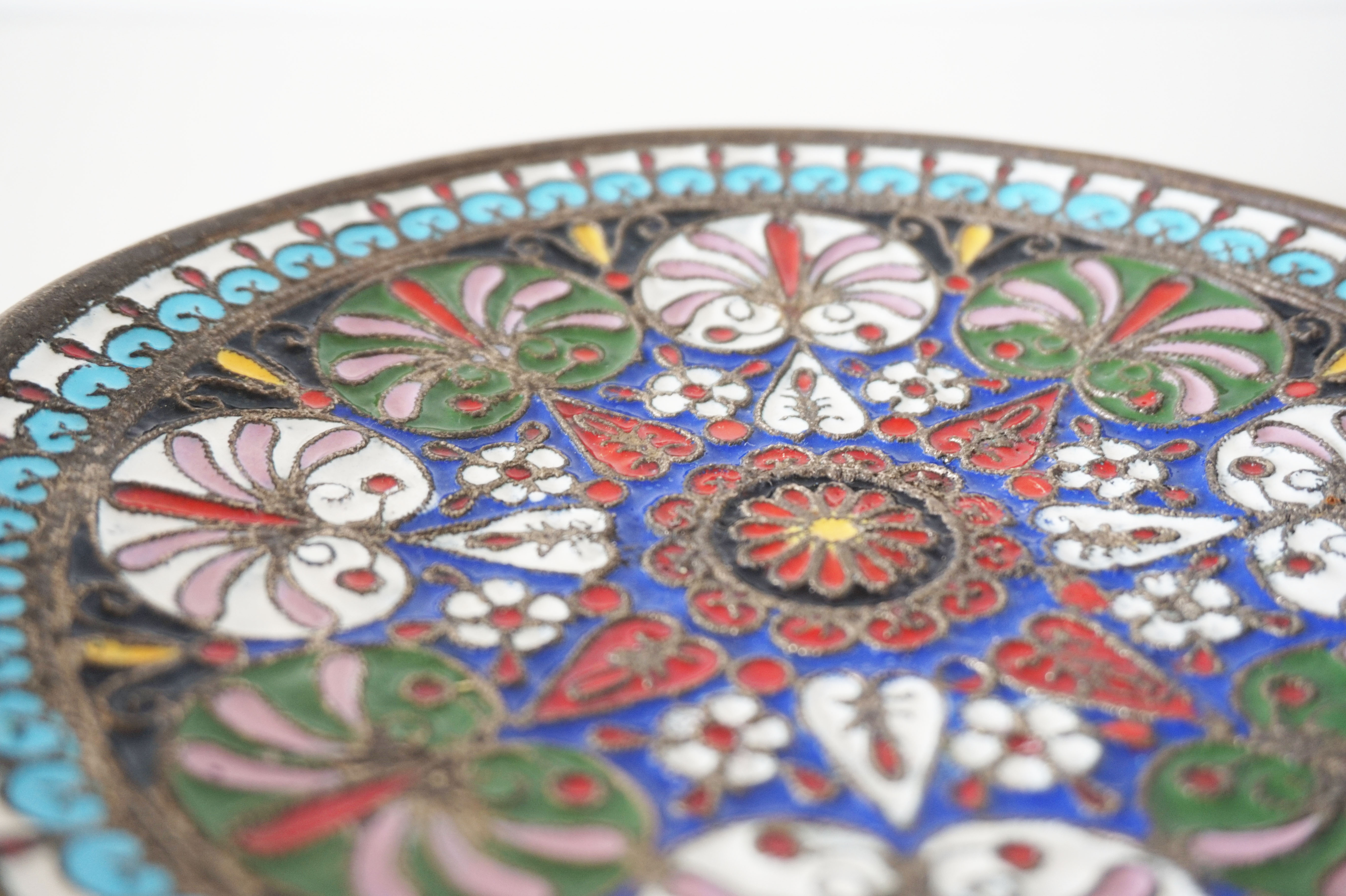Enamelled brass mandala wall circle