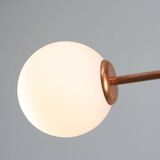 Mid-Century Modern Italian Chandelier in Copper and Opaline Glass, 1960s