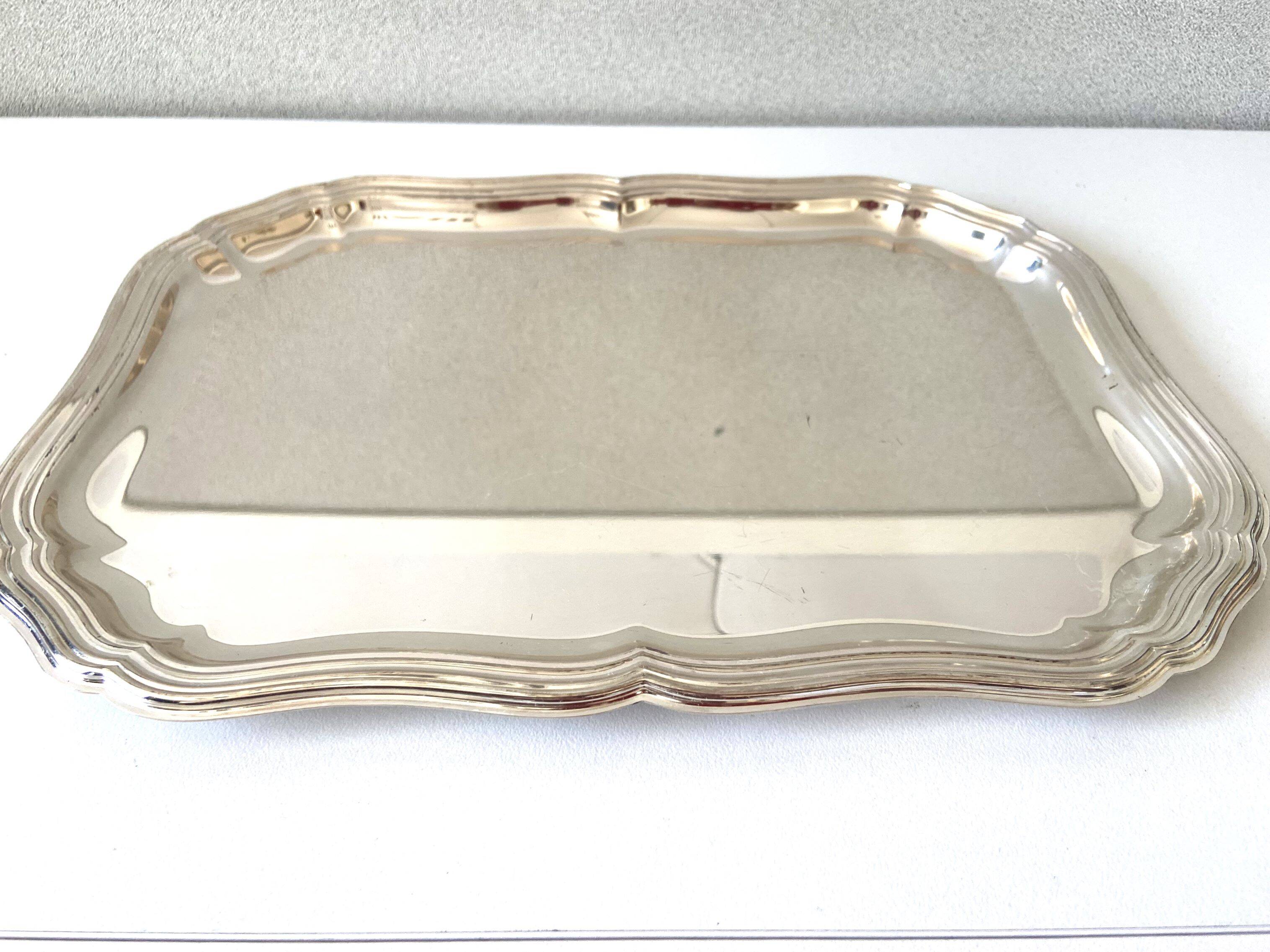 Elegant Table Art Silver-Plated Metal Tray Louis XVI Vintage Style