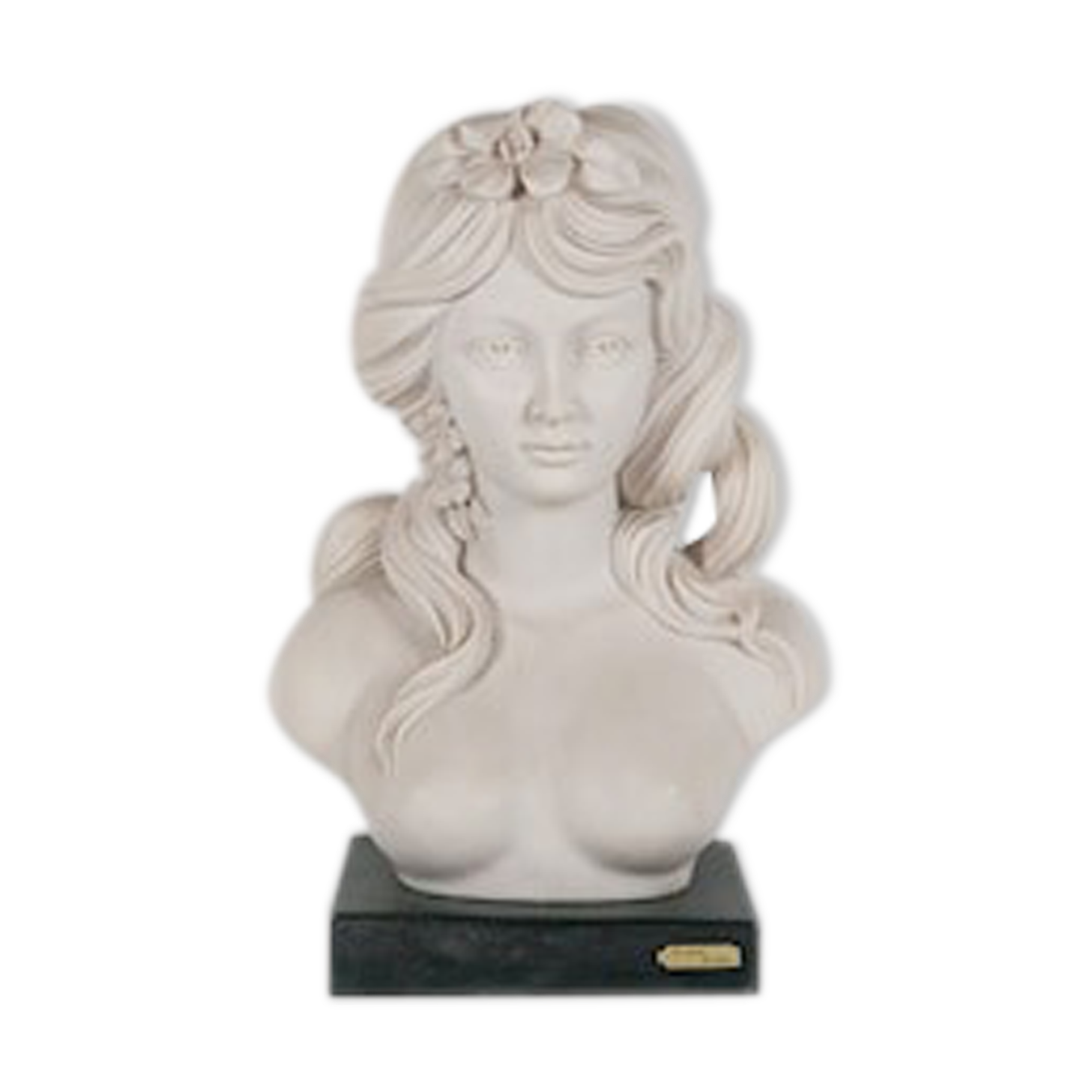 Vintage woman bust, resin bust, Escorpiao do ouro, topless woman, resin statue, pedestal