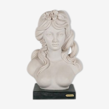 Vintage woman bust, resin bust, Escorpiao do ouro, topless woman, resin statue, pedestal