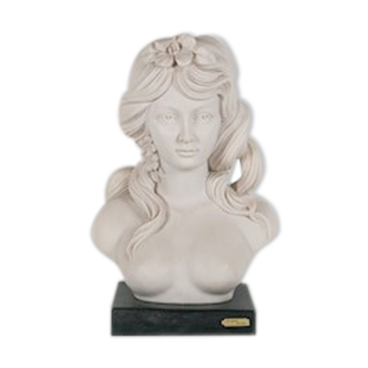 Vintage woman bust, resin bust, Escorpiao do ouro, topless woman, resin statue, pedestal