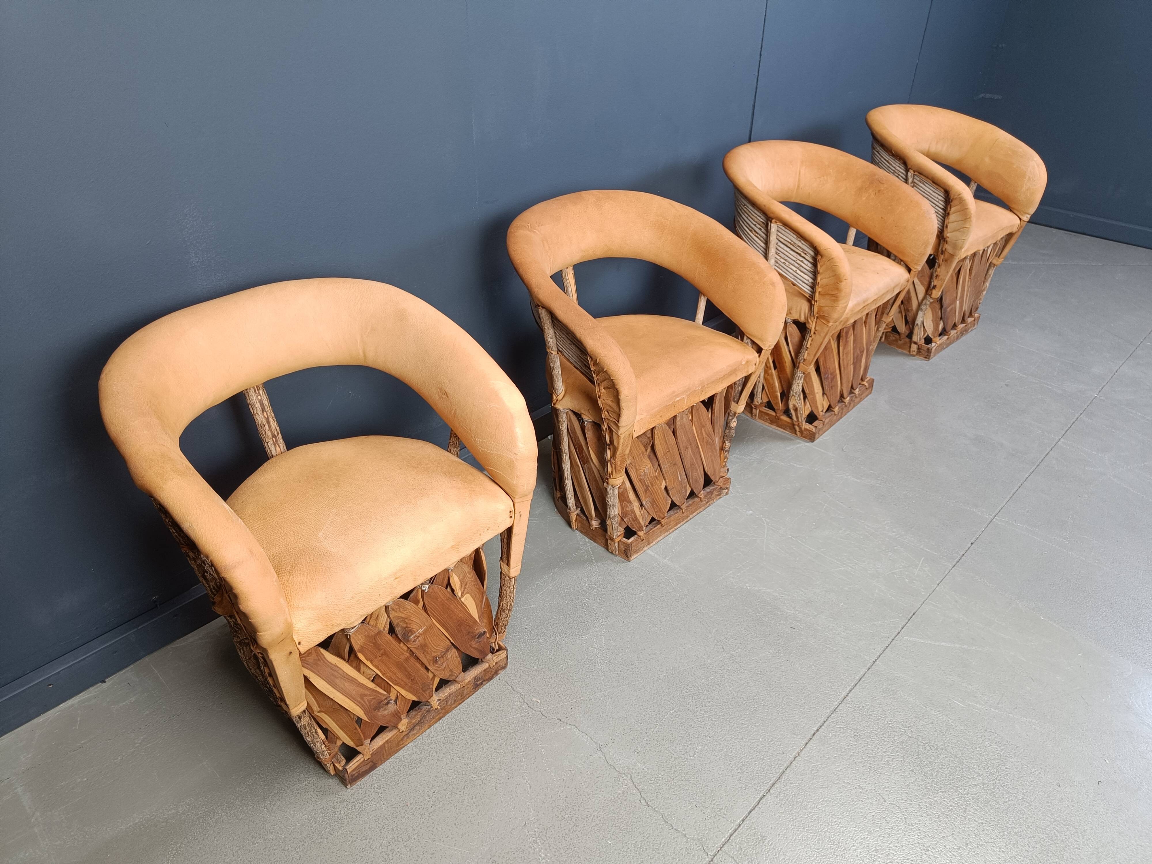 Vintage art populaire mexican dining chairs set of 6, 1970s