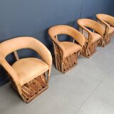 Vintage art populaire mexican dining chairs set of 6, 1970s