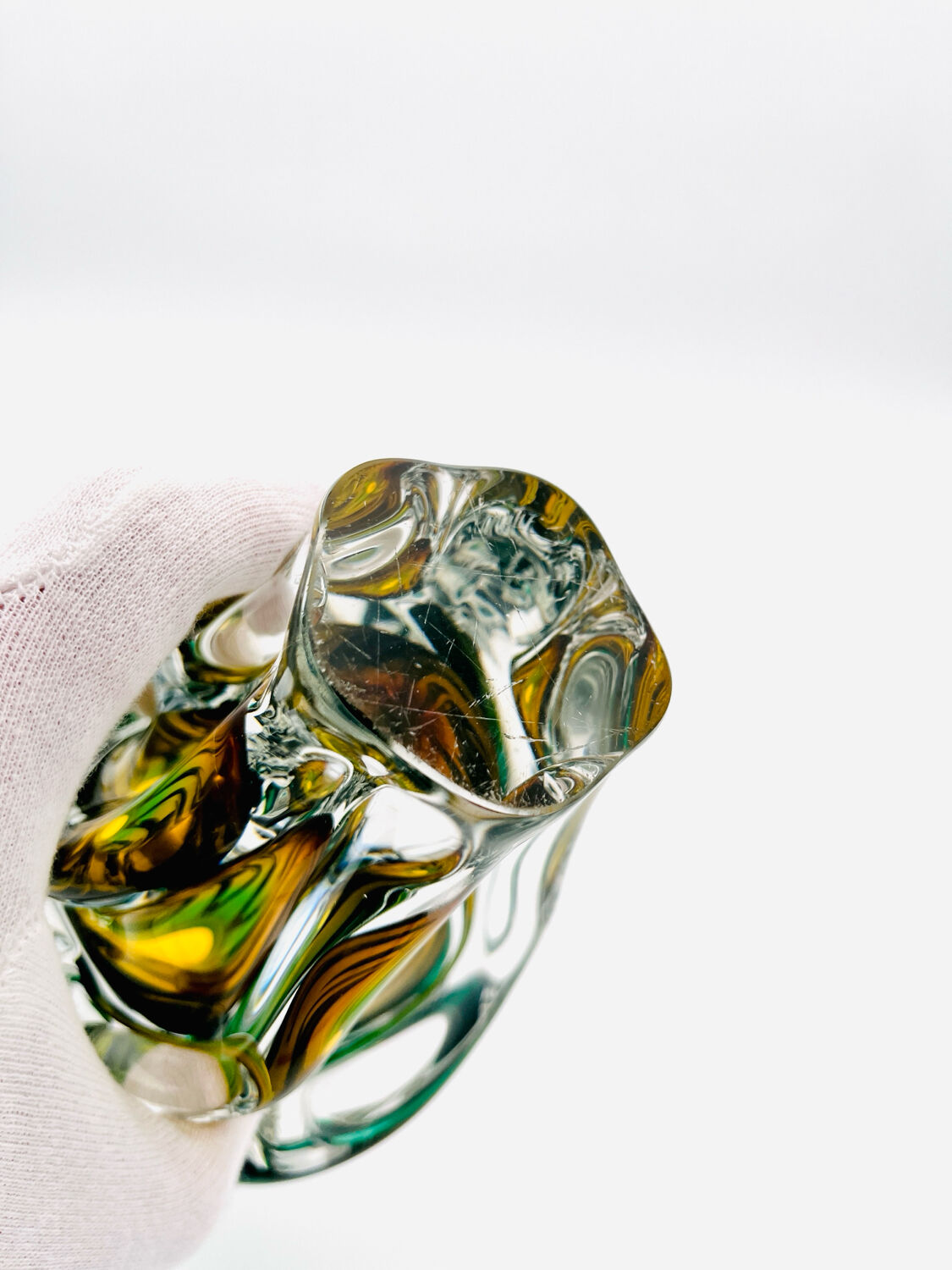 Vase Josef Hospodka - Sommerso - Amber & Emerald Green - Circa 1960