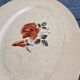Digoin Sarreguemines plate with rose decoration, ironstone – Large patinated model