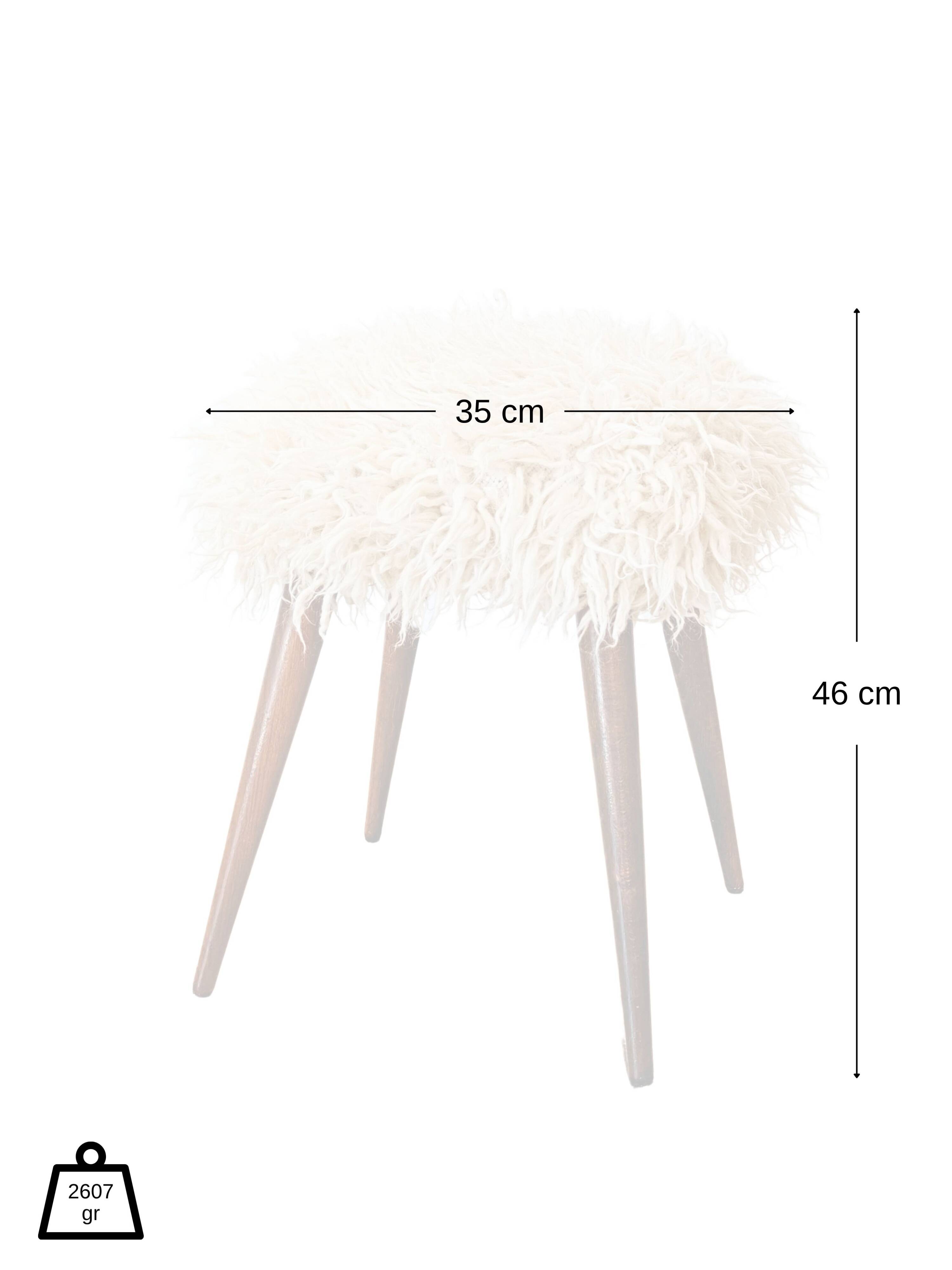 Mid-Century stool with splayed legs in genuine wool