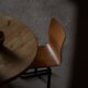 Set of 6 stackable industrial chairs by Niels Larsen, black metal and oak, 1960s.