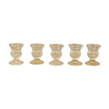 Five candle holders in glasses of 19th