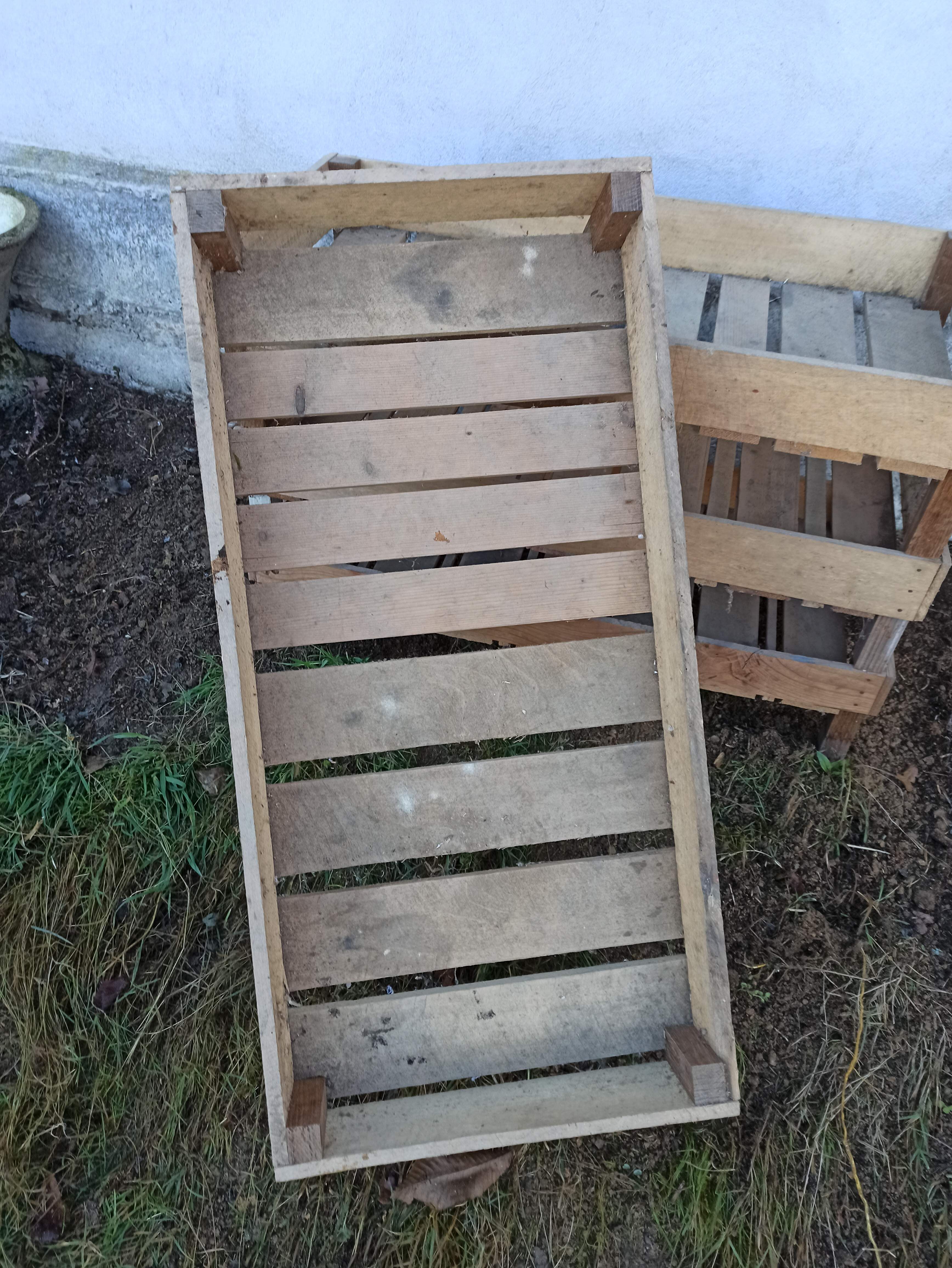 Set of four wooden shelves crate boxes