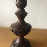 Carved wooden candle holder