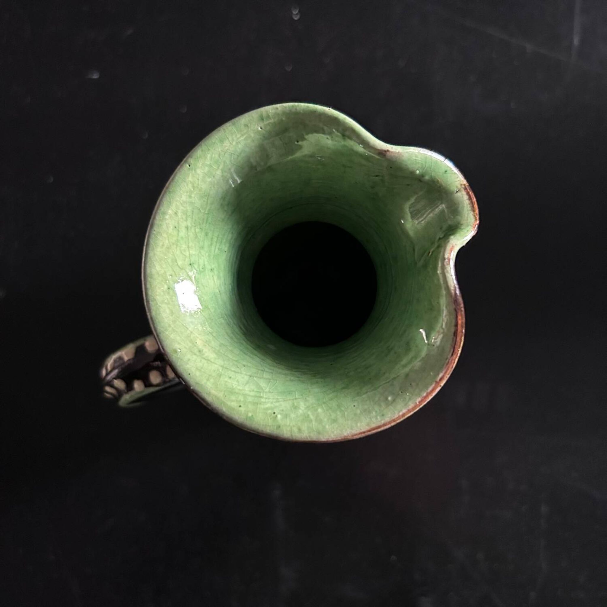 Small brown and celadon pearl pitcher