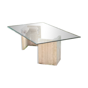 Table basse design 1970 - travertin