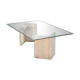 table basse design 1970 verre et travertin