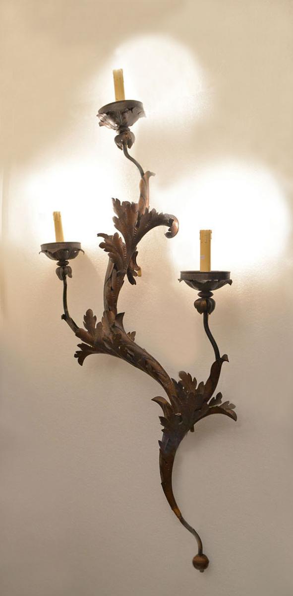 Apply wall floral vintage iron Italy, 1940