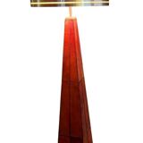 Vintage 80s design floor lamp in leather and brass.