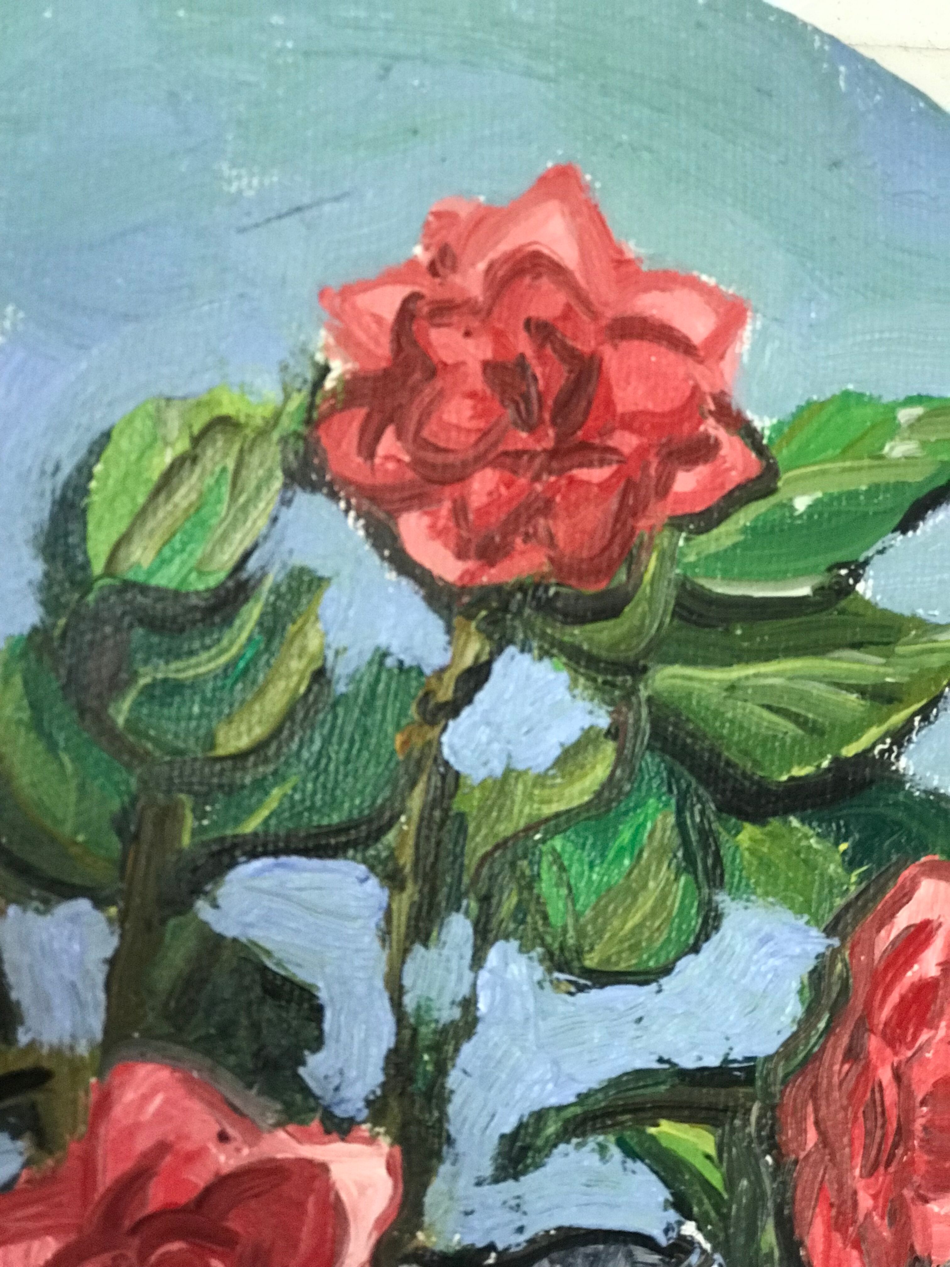 Peinture huile, bouquet de roses