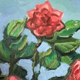 Peinture huile, bouquet de roses