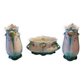 Rare de bruyn fives de lille - bel ensemble en barbotine (art nouveau vers