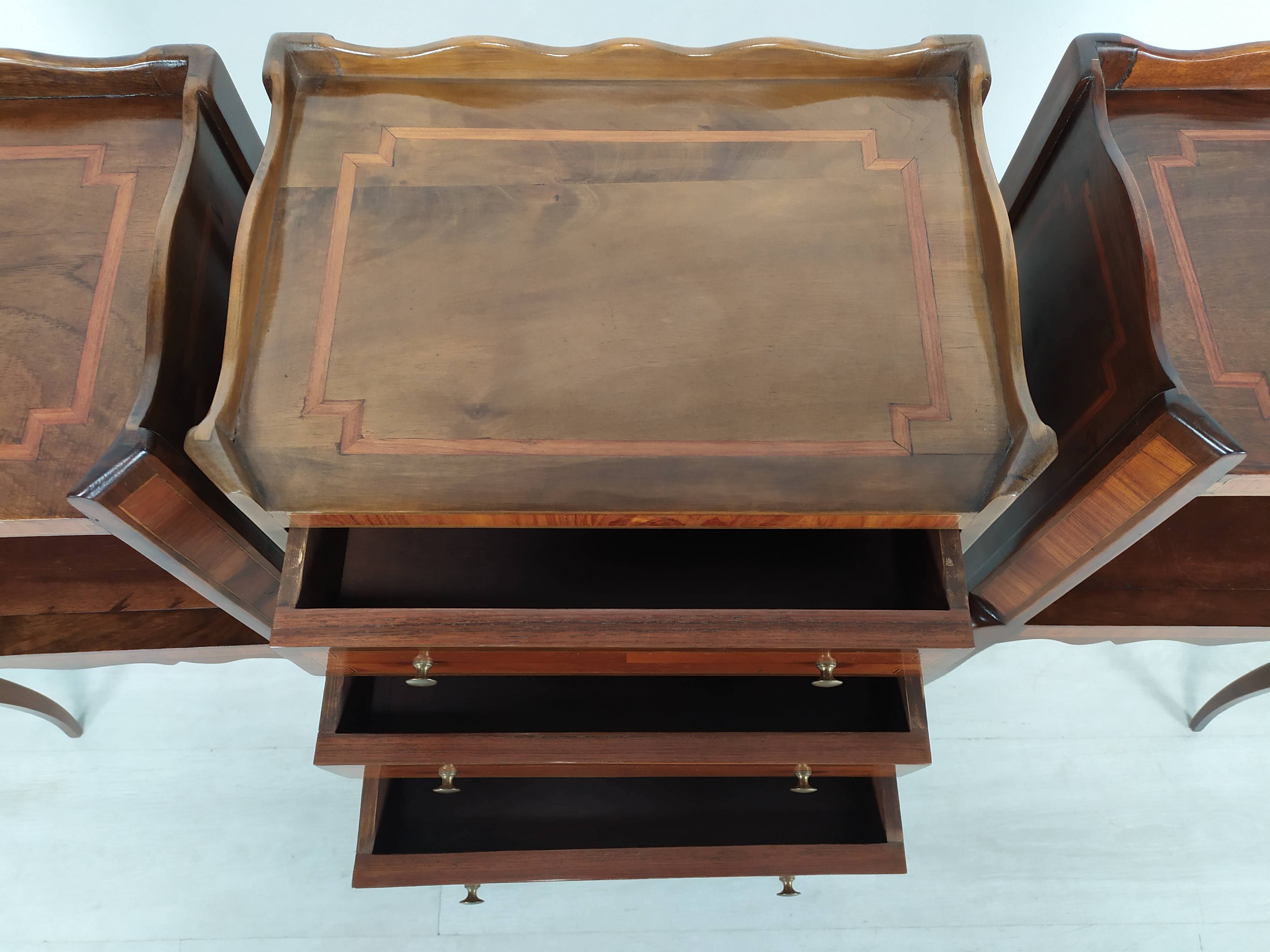 Marquetry bedside tables