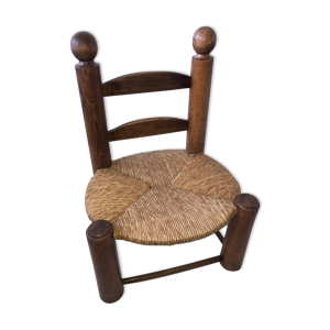 Chaise paillée en bois massif