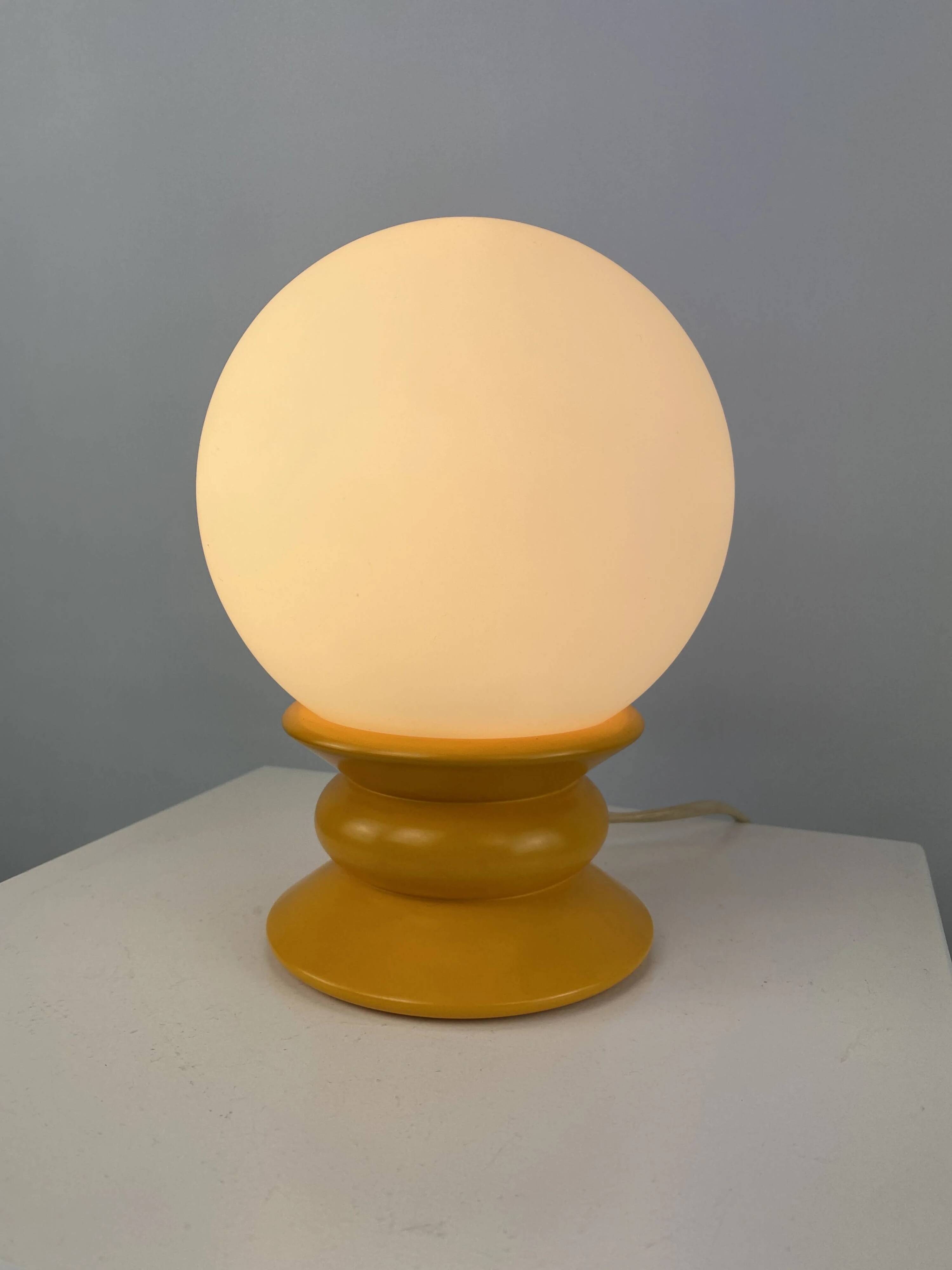 Yellow and white glass table lamp Temde Leuchten type 1