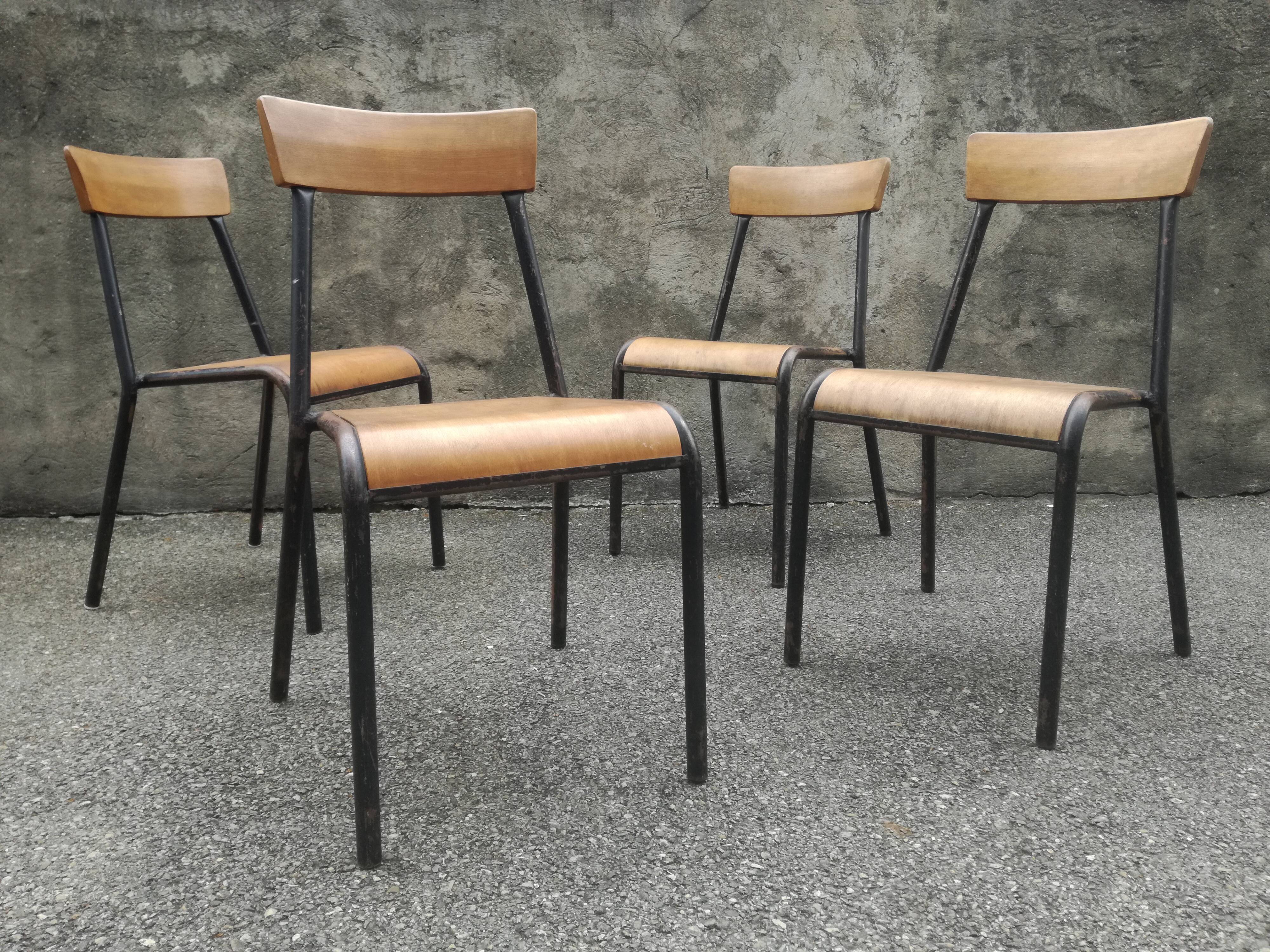 4 vintage Stella school chairs