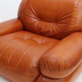 Sapporo cognac leather armchairs by Girgi 1970s