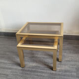 Gilded trundle tables and glass top