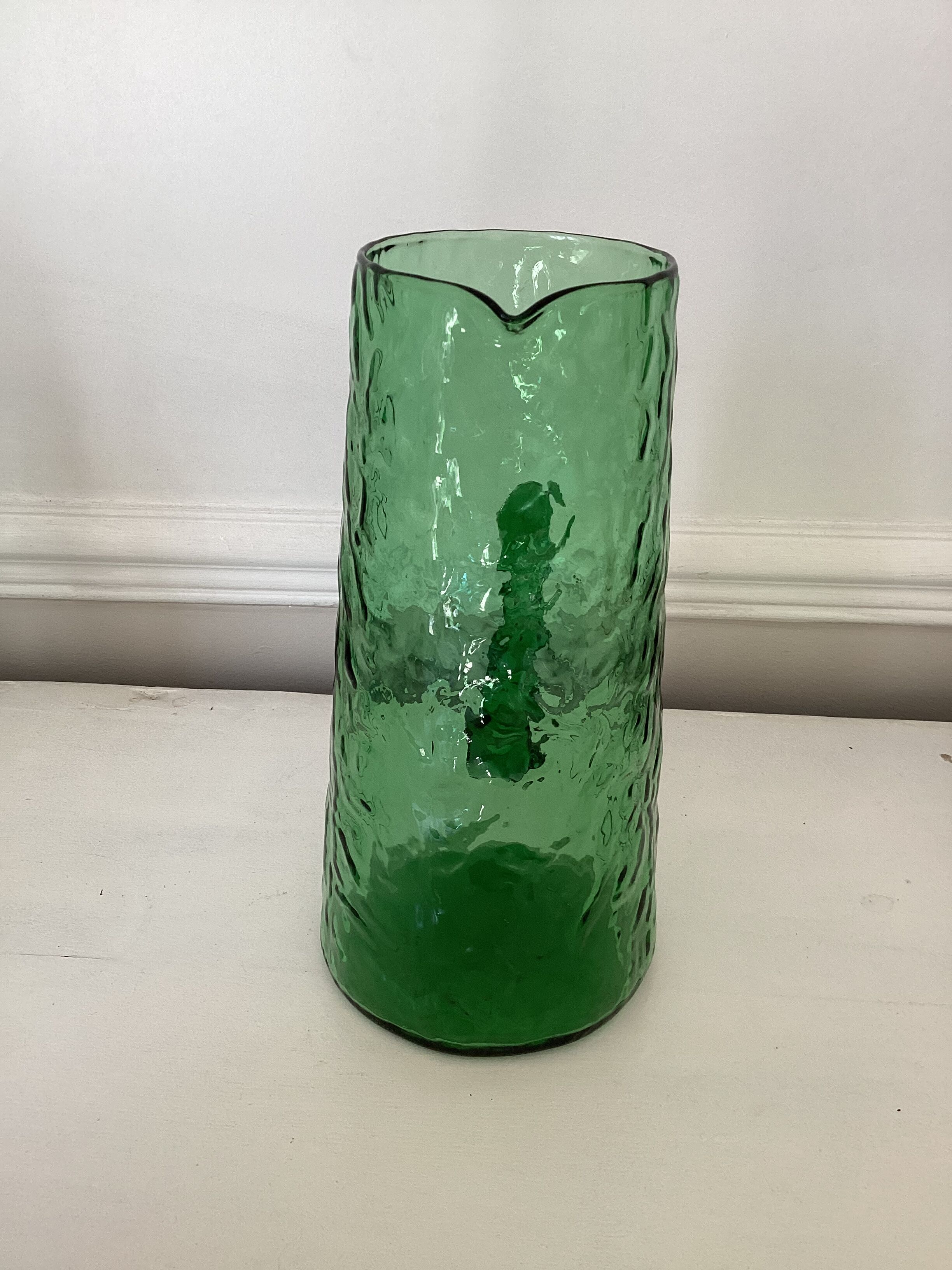 Hammered blown glass decanter, vintage Italian