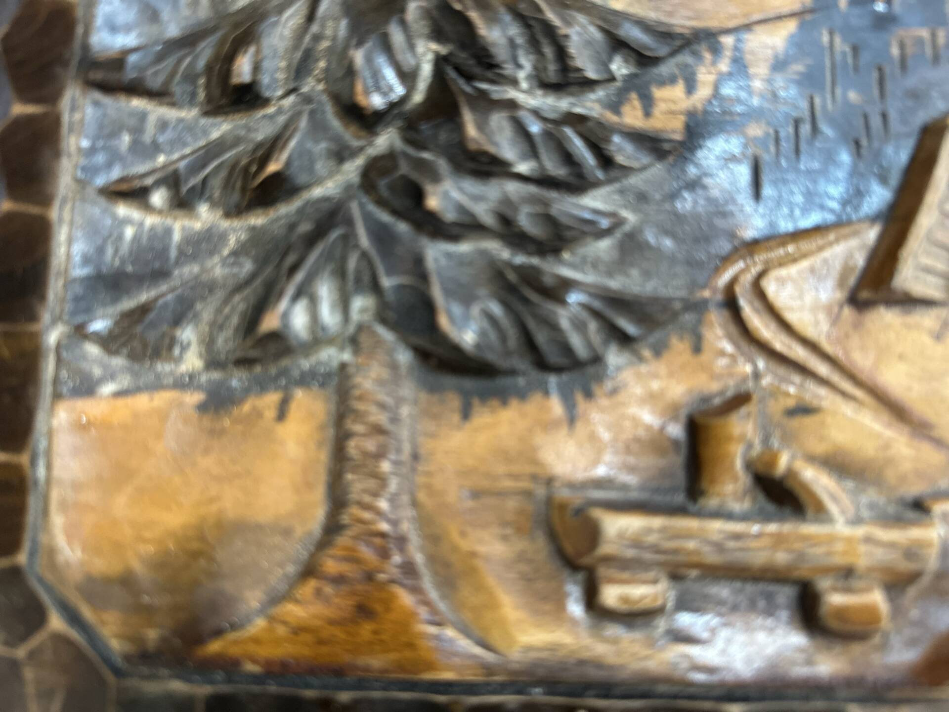 Carved wooden wall panel Black Forest Chalet mountain Switzerland Germany