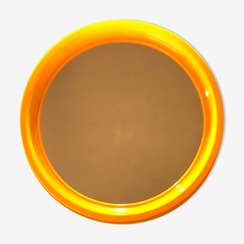 Vintage orange round mirror 31cm