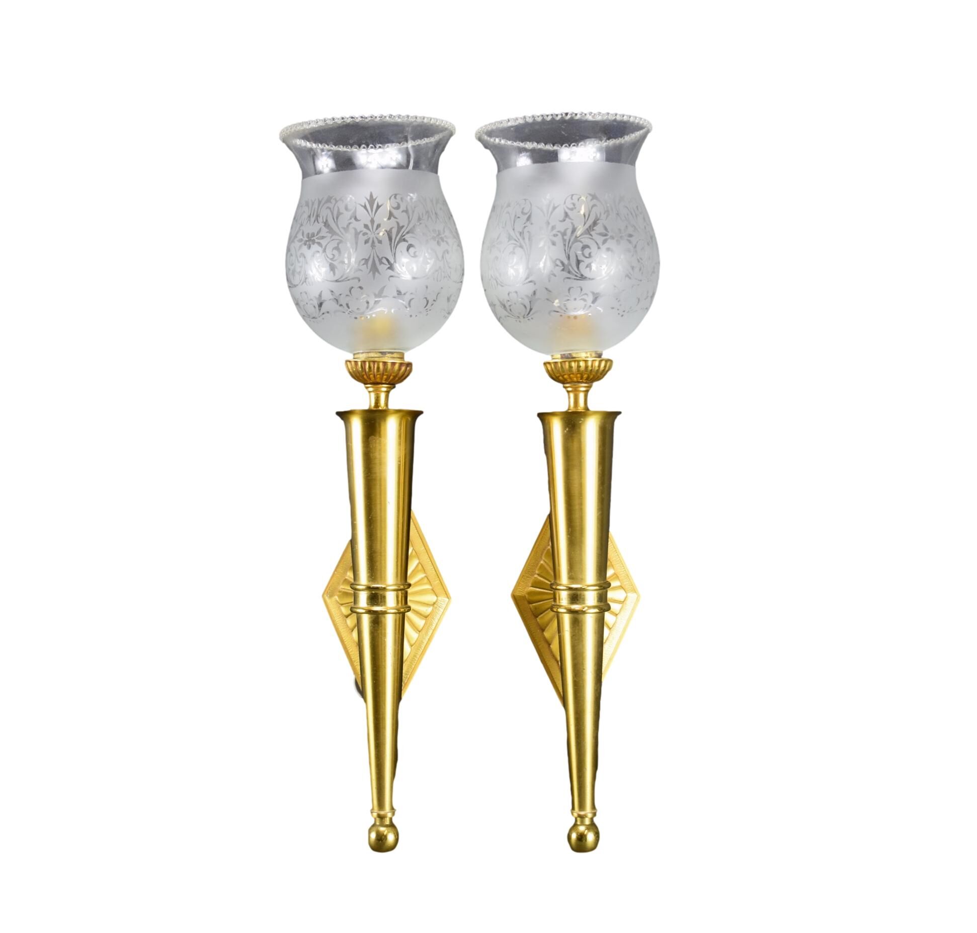 Pair of Wall Scuffles Bronze Torches and Golden Brass Torches