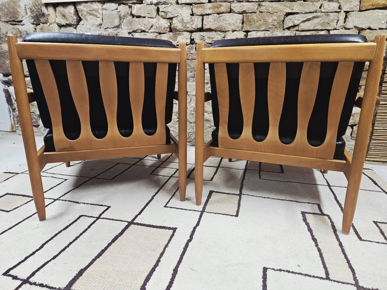 Paire de faureuil Scandinave cuir 1970"