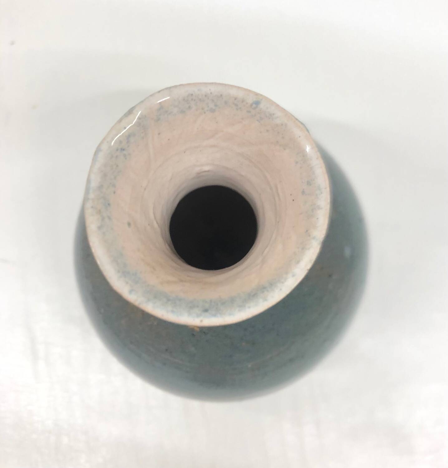 Light blue speckled ceramic vase