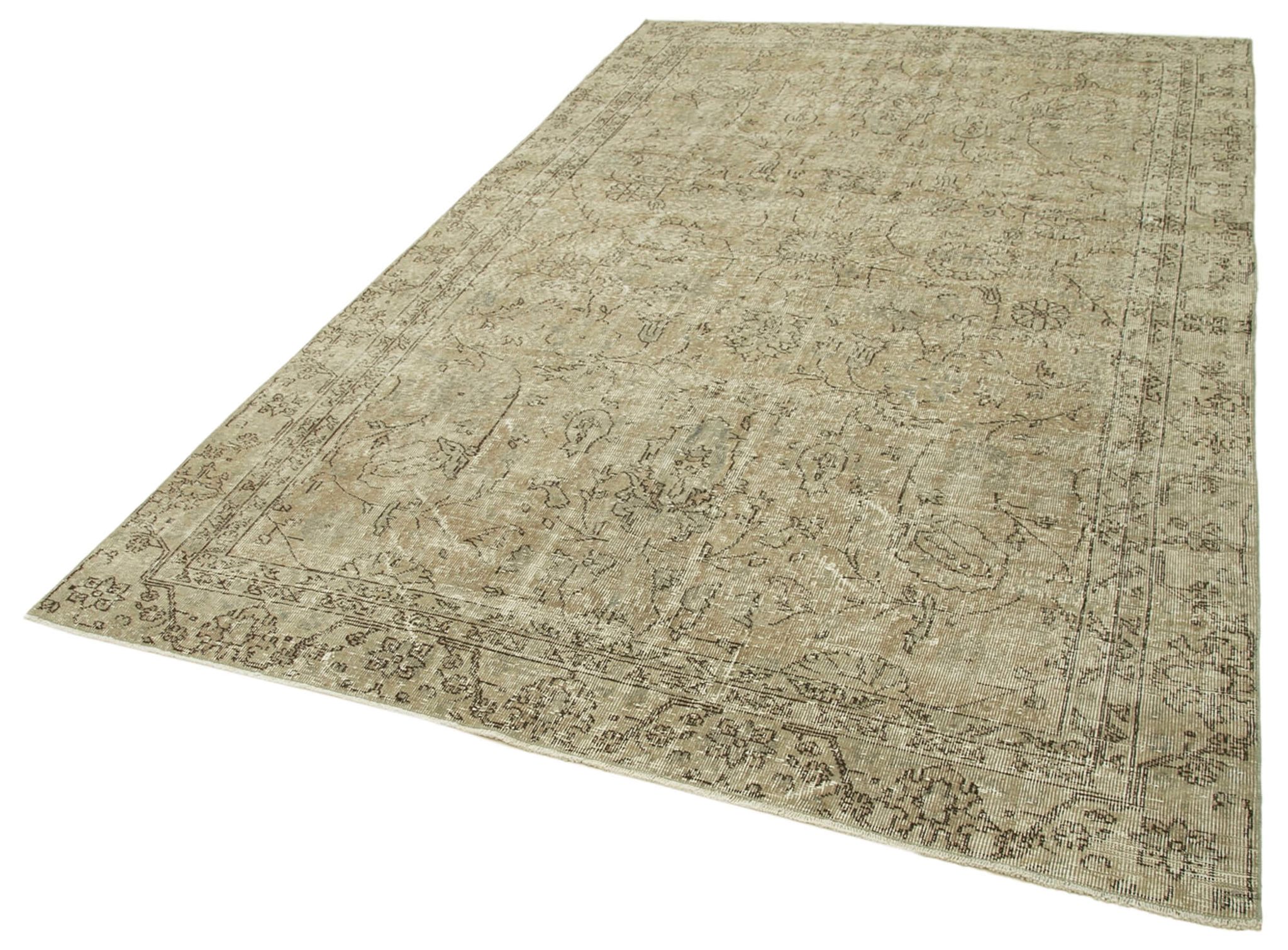 Hand-knotted vintage turkish beige carpet 181 cm x 294 cm